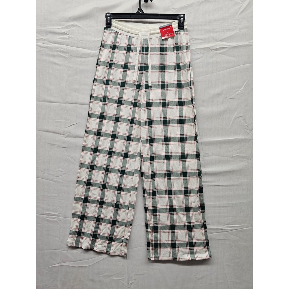 Wondershop Target Womens Cream Plaid Pajama Pants Green Red Holiday Small NEW